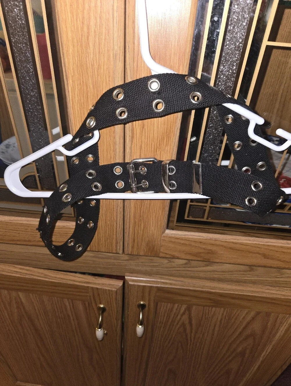 Black Double-Row Grommet Webbing Belt
